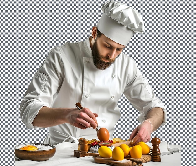 PSD beautiful egg chef isolated on transparent background