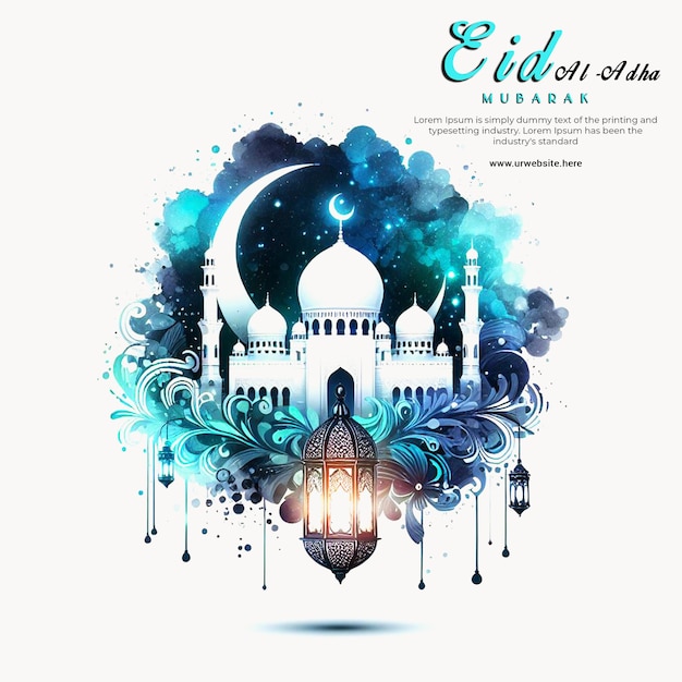 PSD beautiful eid al adha mubarak muslim background