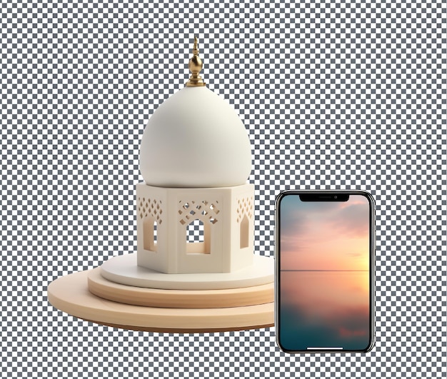 Beautiful Eid Mubarak smartphone stand isolated on transparent background