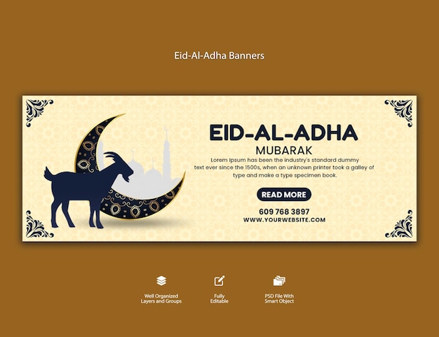 Beautiful eid ul Adha Mubarak festival celebration banner design template