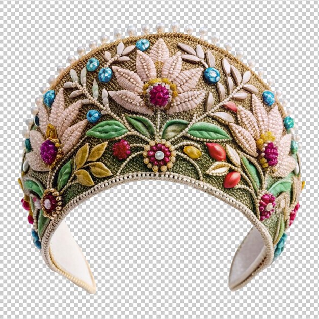 PSD beautiful embroidered headpiece worn isolated