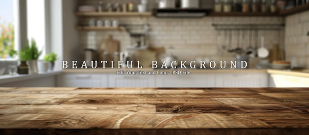 PSD beautiful empty brown wooden table top