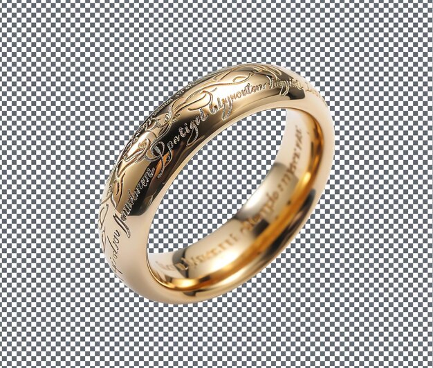 PSD beautiful engraved ring isolated on transparent background