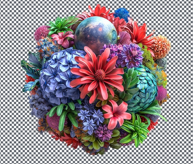 PSD beautiful exoplanetary bouquet isolated on transparent background