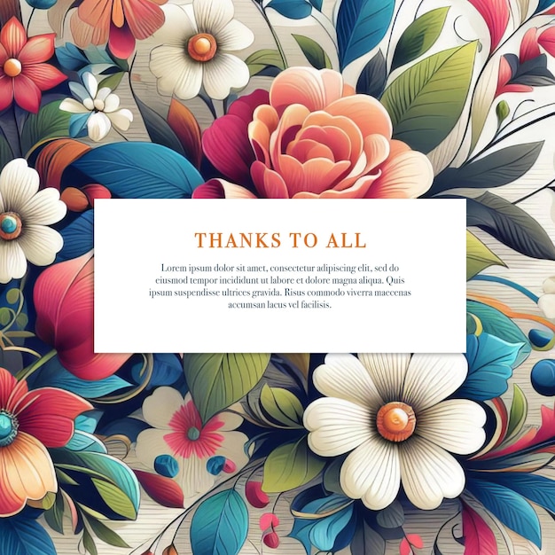 PSD beautiful floral frame background template with soft nature flowers