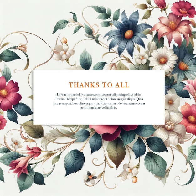 Beautiful floral frame background template with soft nature flowers