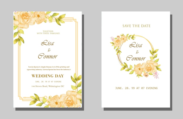 Beautiful floral frame wedding invitation card template Premium Psd