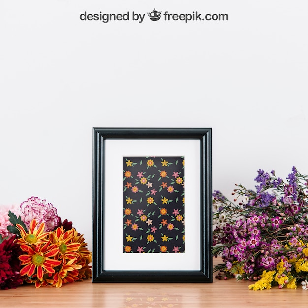 Beautiful floral mockup of frame