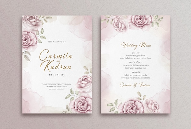 Beautiful Floral Wedding Invitation Card Template