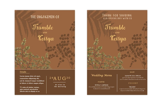 Beautiful floral wreath wedding invitation card template PSD premium