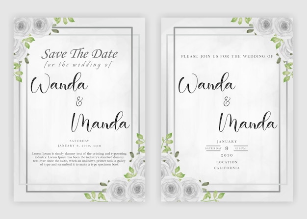 Beautiful floral wreath wedding invitation card template