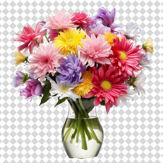 Beautiful flowers arranged in a vase Isolated on transparent background PSD file format