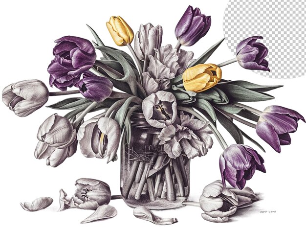 PSD beautiful flowers png illustration