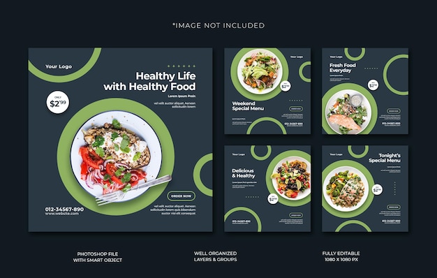 Beautiful food social media post template