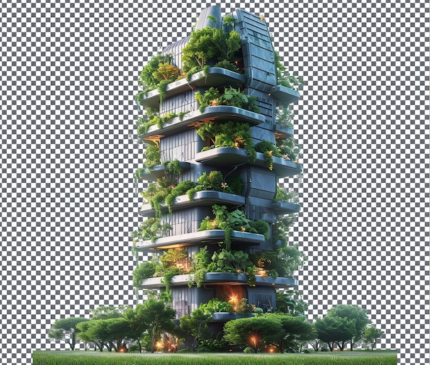 PSD beautiful futuristic vertical farm isolated on transparent background