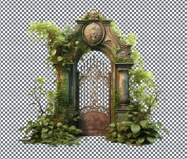 PSD beautiful garden gate isolated on transparent background