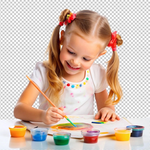 PSD beautiful girl drawing with paint