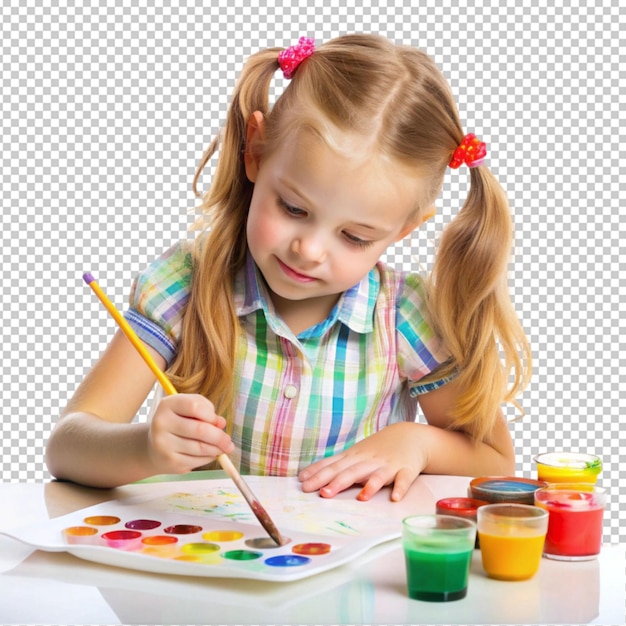 PSD beautiful girl drawing with paint