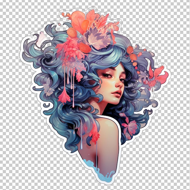 PSD beautiful girl stickers png