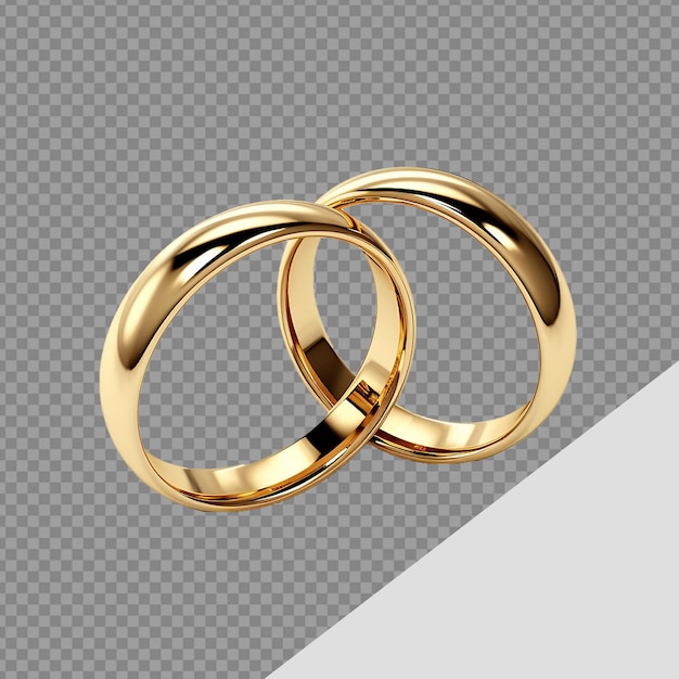 Beautiful gold rings png isolated on transparent background