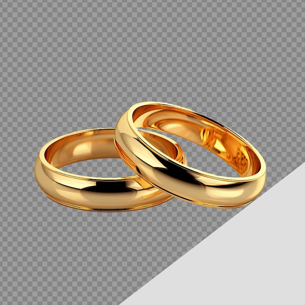 Beautiful gold rings png isolated on transparent background