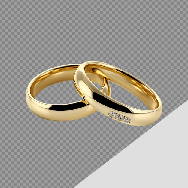 Beautiful gold rings png isolated on transparent background