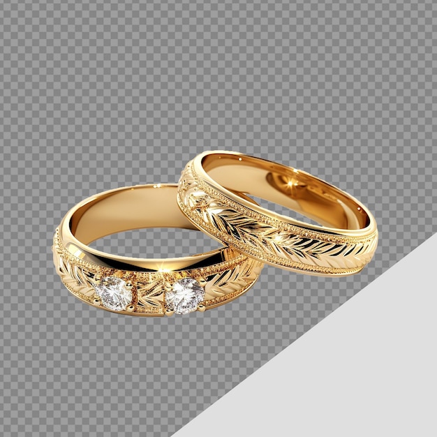 Beautiful gold rings png isolated on transparent background