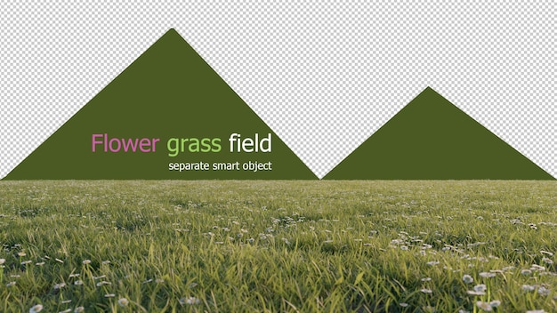 PSD beautiful grass and flower field with transparent background