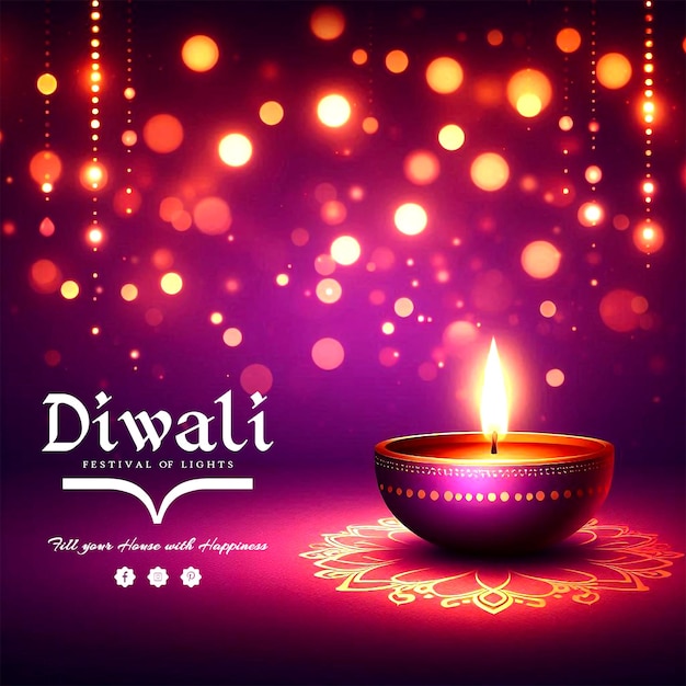 Beautiful greeting card for indian festival happy diwali