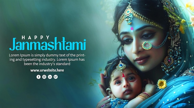 Beautiful greeting card for krishna janmashtami celebration background