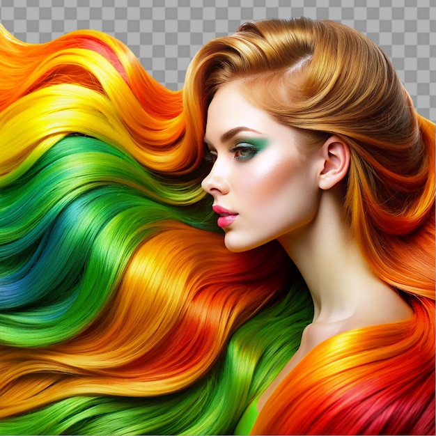 beautiful hairs colorful hair on transparent background