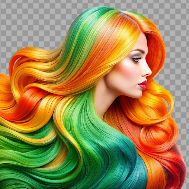 beautiful hairs colorful hair on transparent background