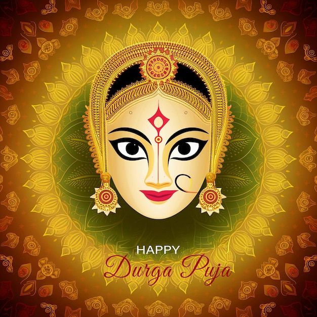 PSD beautiful happy durga puja festival greeting card background