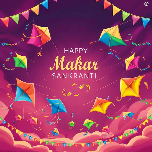 Beautiful Happy Makar Sankrantifestival greeting background design