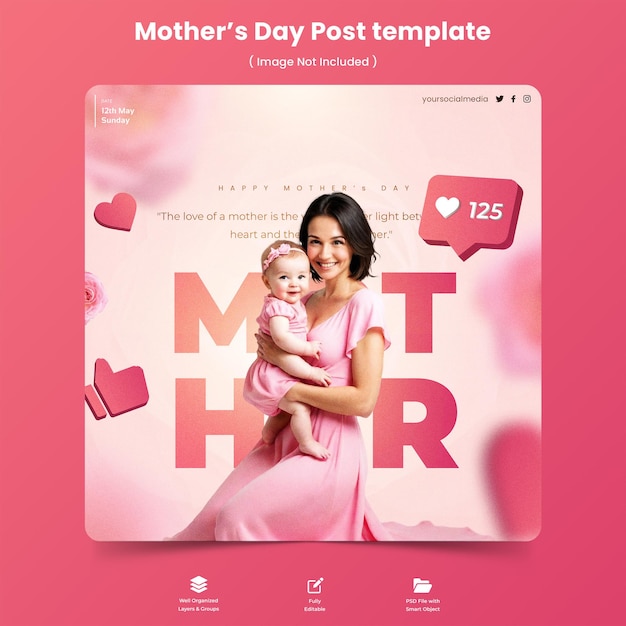 PSD beautiful happy mothers day celebration post design