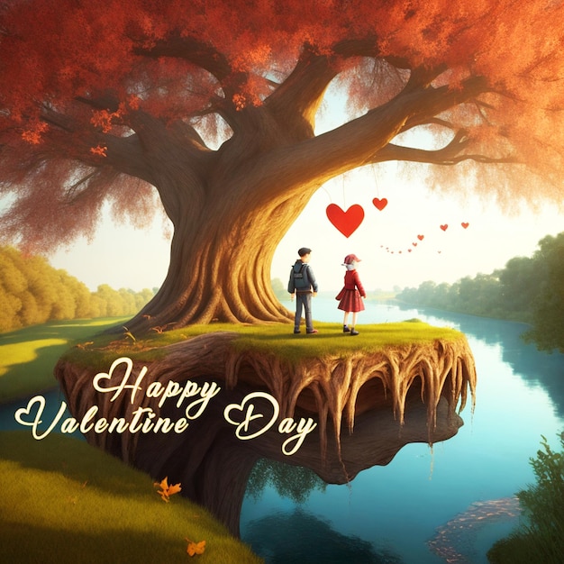 Beautiful happy Valentines Day love background psd