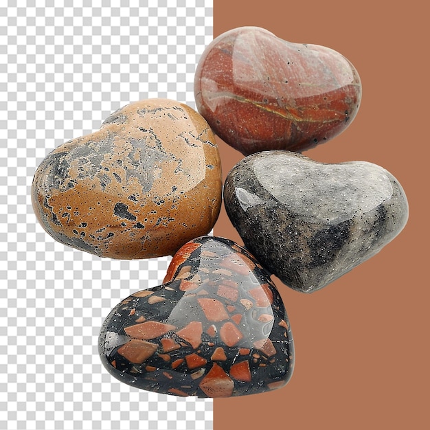 PSD beautiful heart shaped rocks png isolated on transparent background