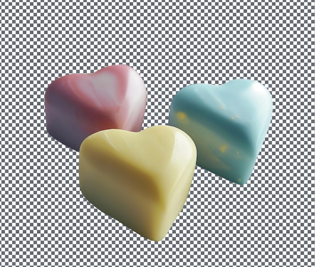 PSD beautiful heart shaped soap set isolated on transparent background