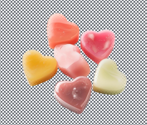 PSD beautiful heart shaped soap set isolated on transparent background