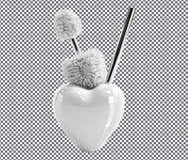 PSD beautiful heart shaped toilet brush isolated on transparent background