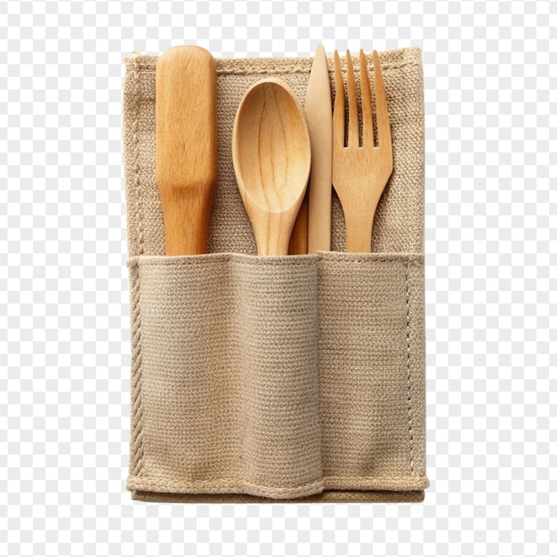 PSD beautiful high quality cutlery pouch isolated on transparent background