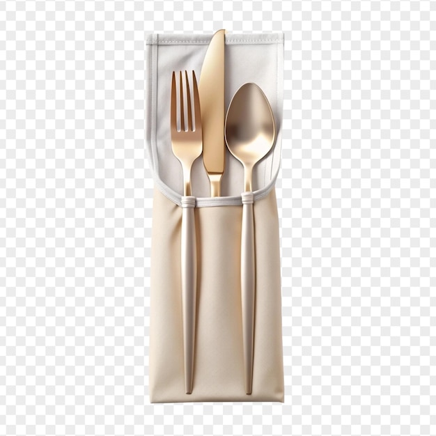 PSD beautiful high quality cutlery pouch isolated on transparent background