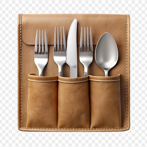 PSD beautiful high quality cutlery pouch isolated on transparent background