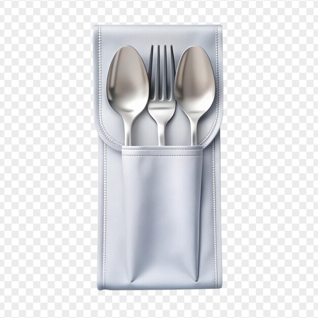 PSD beautiful high quality cutlery pouch isolated on transparent background