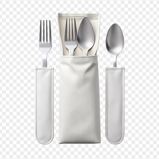 PSD beautiful high quality cutlery pouch isolated on transparent background