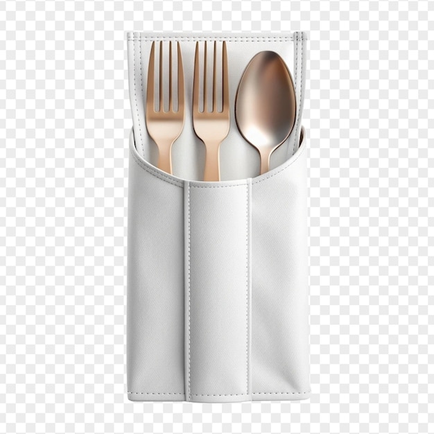 PSD beautiful high quality cutlery pouch isolated on transparent background