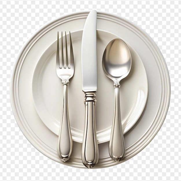 Beautiful High Quality Cutlery With Plate Isolated on Transparent Background