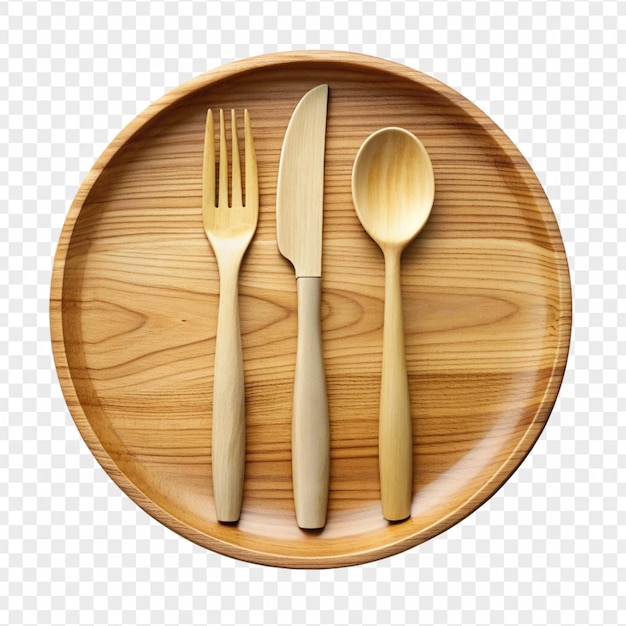 PSD beautiful high quality cutlery with plate isolated on transparent background