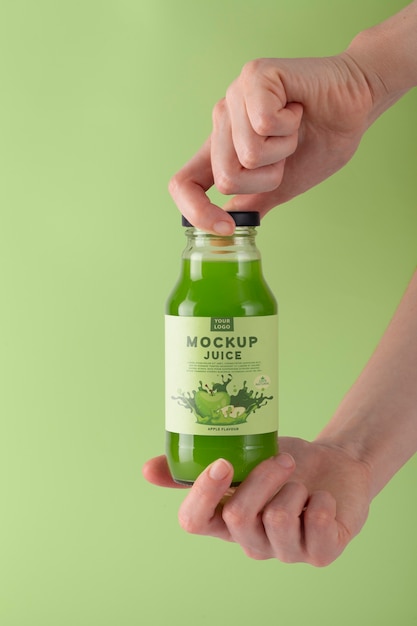 Beautiful juice bottle label mockup