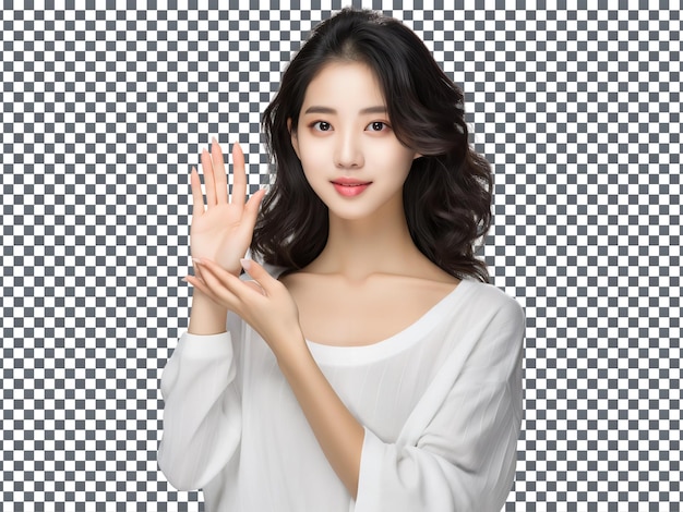 Beautiful korean girl isolated on transparent background